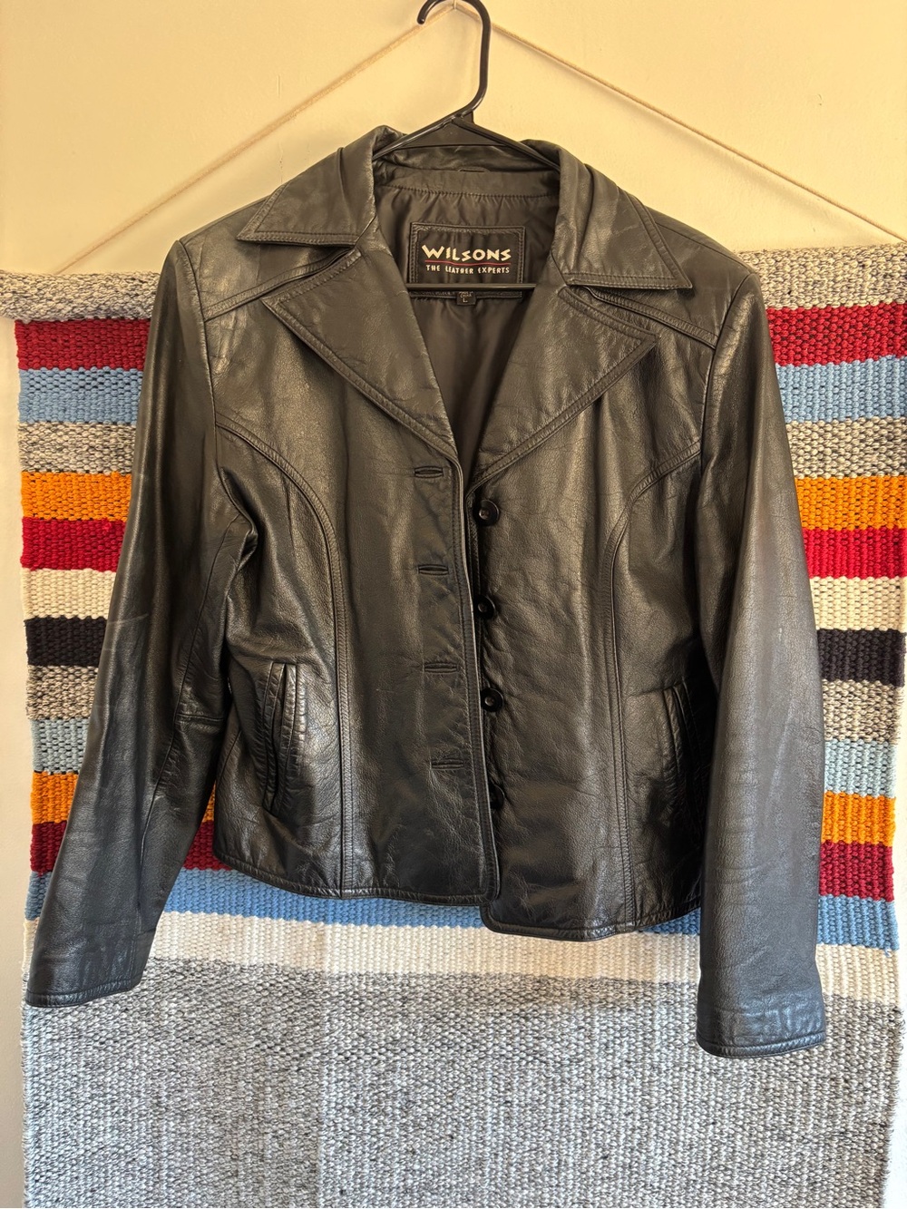 Vintage Wilsons Leather Black Button-Front Women's Jacket